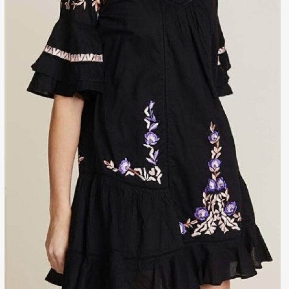 Free People Black Dress w/ Floral Embroidery - Picture 2 of 10